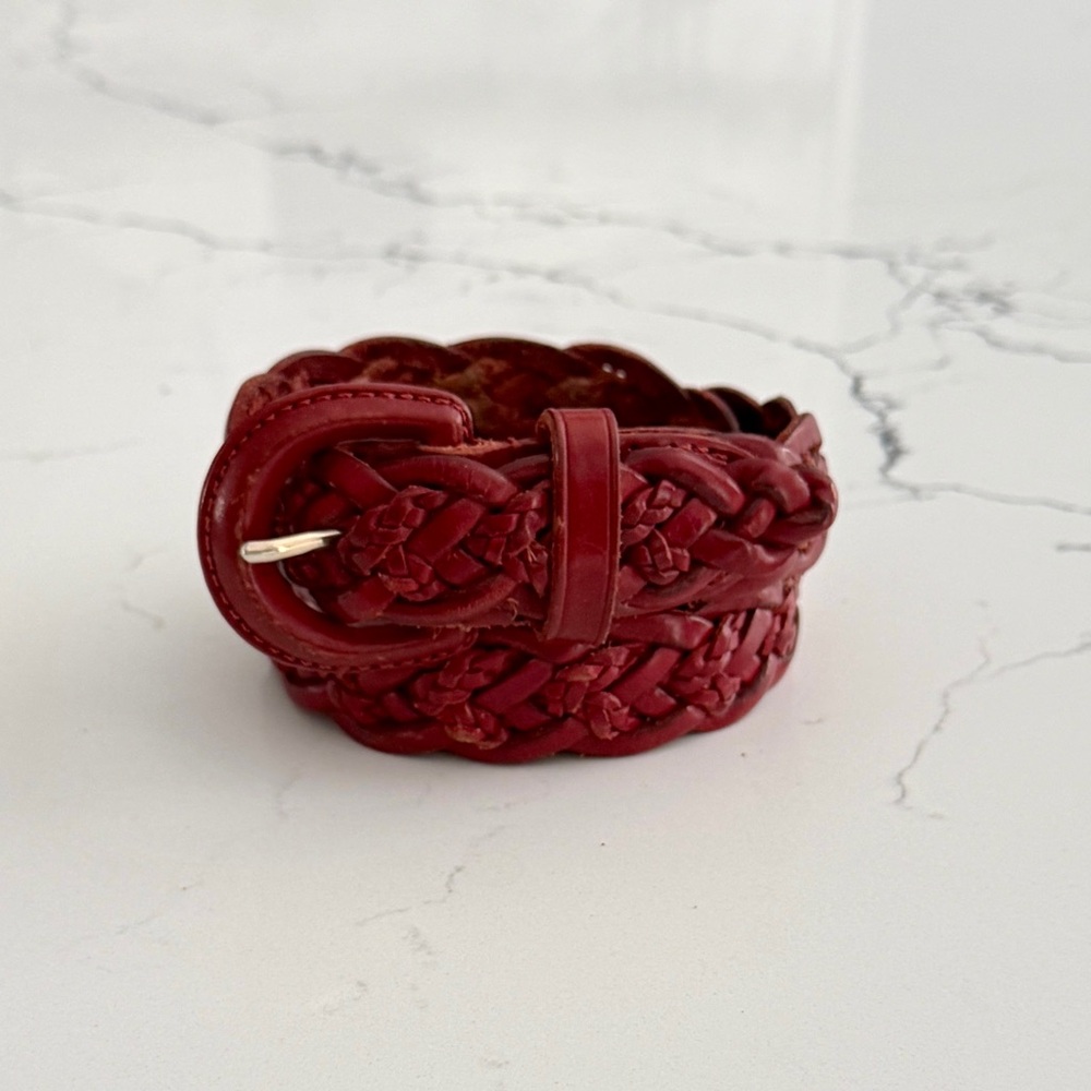 Braided Red Leather Belt